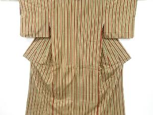 アンティーク　縞織り出し手織り紬着物